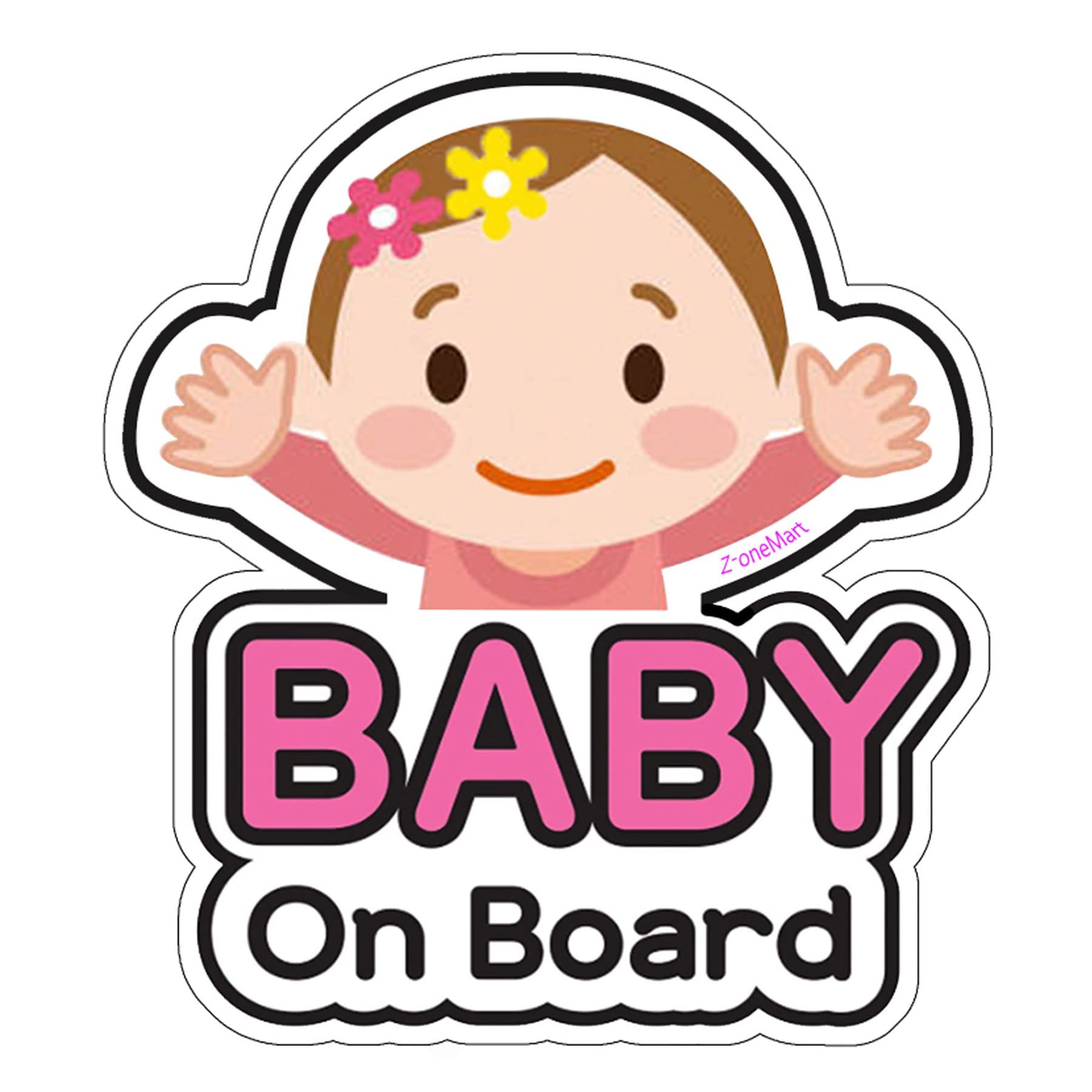 Baby ON Board Stickers, 2 PCS PVC Car Decals, Girl Color, Waterproof, Safety Reminder, Car Accessories