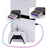 playvital 3.28FT Illuminated Charging Cable for ps5 Controller, USB Type C Charging Cord for Xbox Core/Elite Series 2 / Switch 2 Pro Controller, Universal LED Light Up Data Cord for Gamepad