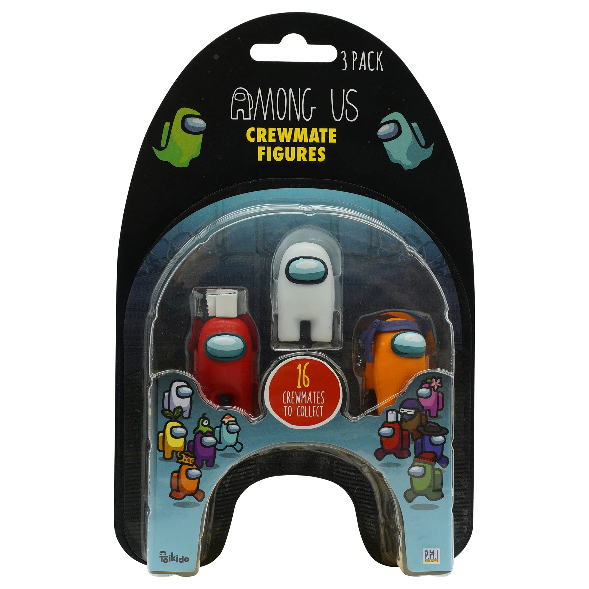 Among Us Crewmate Figures 3 Pack AU2020, Official Merchandise Perfect Collectable Figure Gift Game Fan (Red-White-Orange)