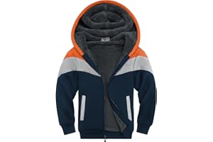 SWISSWELL Boys Fleece Jacket Long Sleeve Sherpa Lined Zip Up Hoodies Soft Warm Sweatshirt Outerwear for Kids 6-15 Years