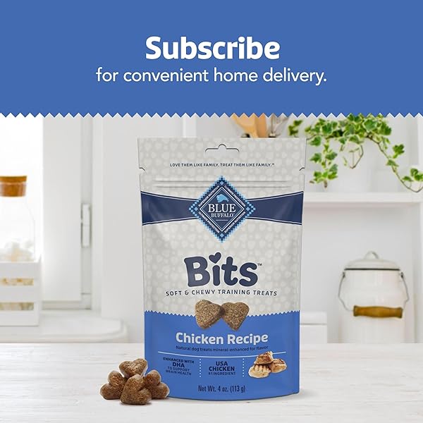 BLUE BUFFALO BITS SOFT DOG TREATS FOR TRAINING, MADE WITH NATURAL INGREDIENTS & ENHANCED WITH DHA, CHICKEN RECIPE, 4-OZ BAG
