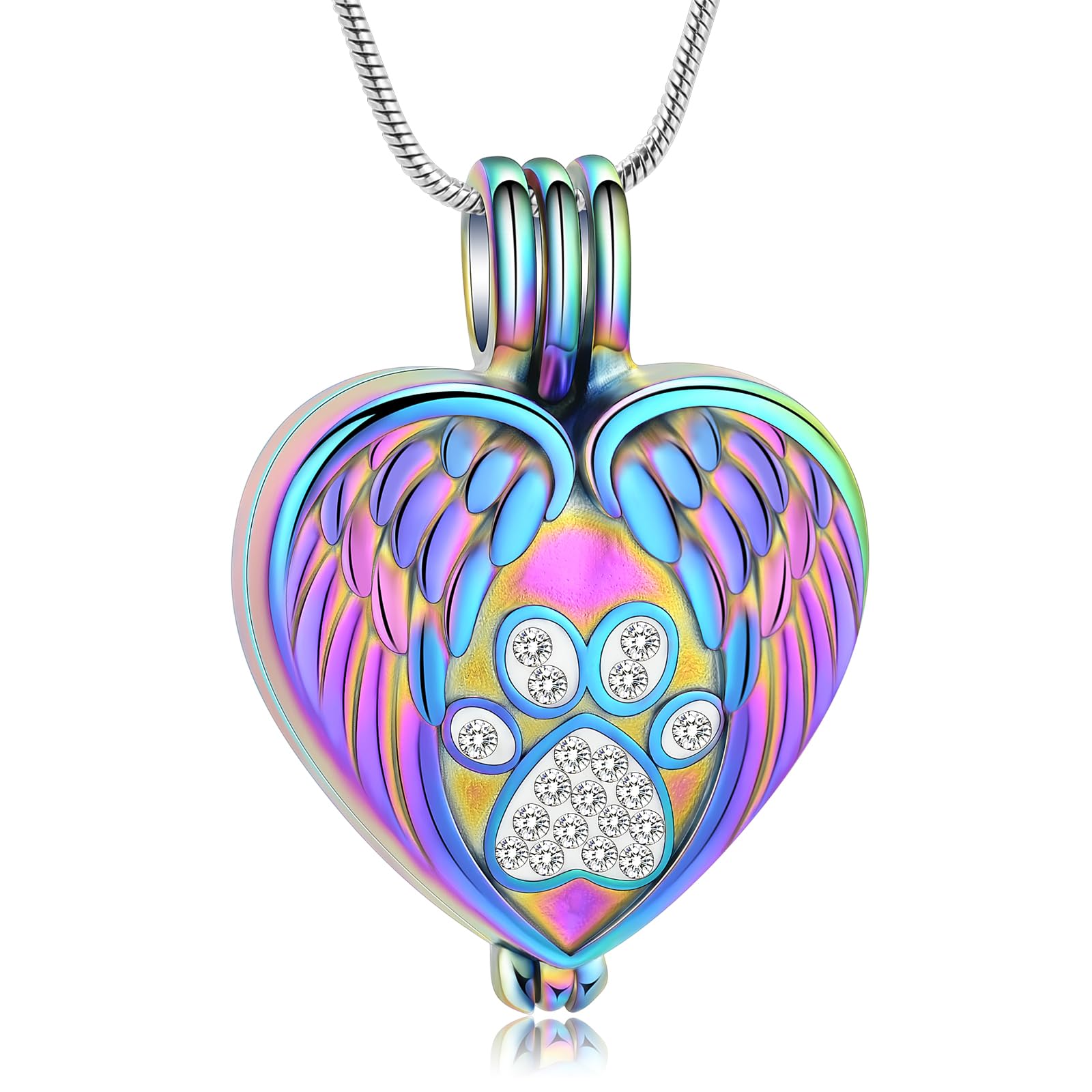 QGJNSGC Pet Cremation Jewelry for Ashes Heart Urn Necklaces Pawprint Cremation Keepsake Necklace for Pet/Dog's/Cat's Ashes Memorial Jewellery