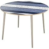 Poppy Round Dining Table - Seaside Amble Surface/Silver Tapered Base (Natural Finish) - Made in The US - Custom Made Table -
