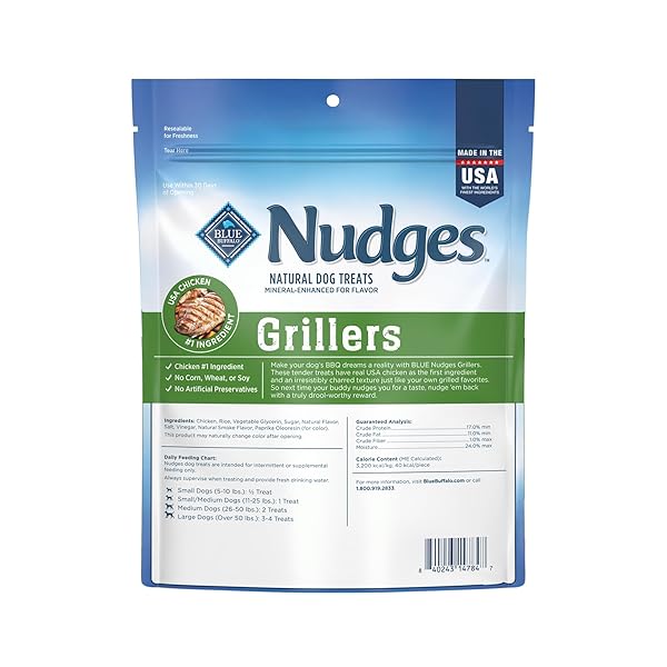 BLUE BUFFALO NUDGES GRILLERS NATURAL DOG TREATS MADE WITH REAL CHICKEN