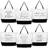 Cunno 6 Pcs Thank You Canvas Bag for Women Social Worker Appreciation Gift Reusable Grocery Bags for Coworker Nurse Employee