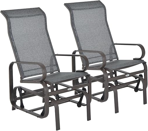 Amazon Com Outsunny Set Of 2 Outdoor Patio Glider Rocking Chair