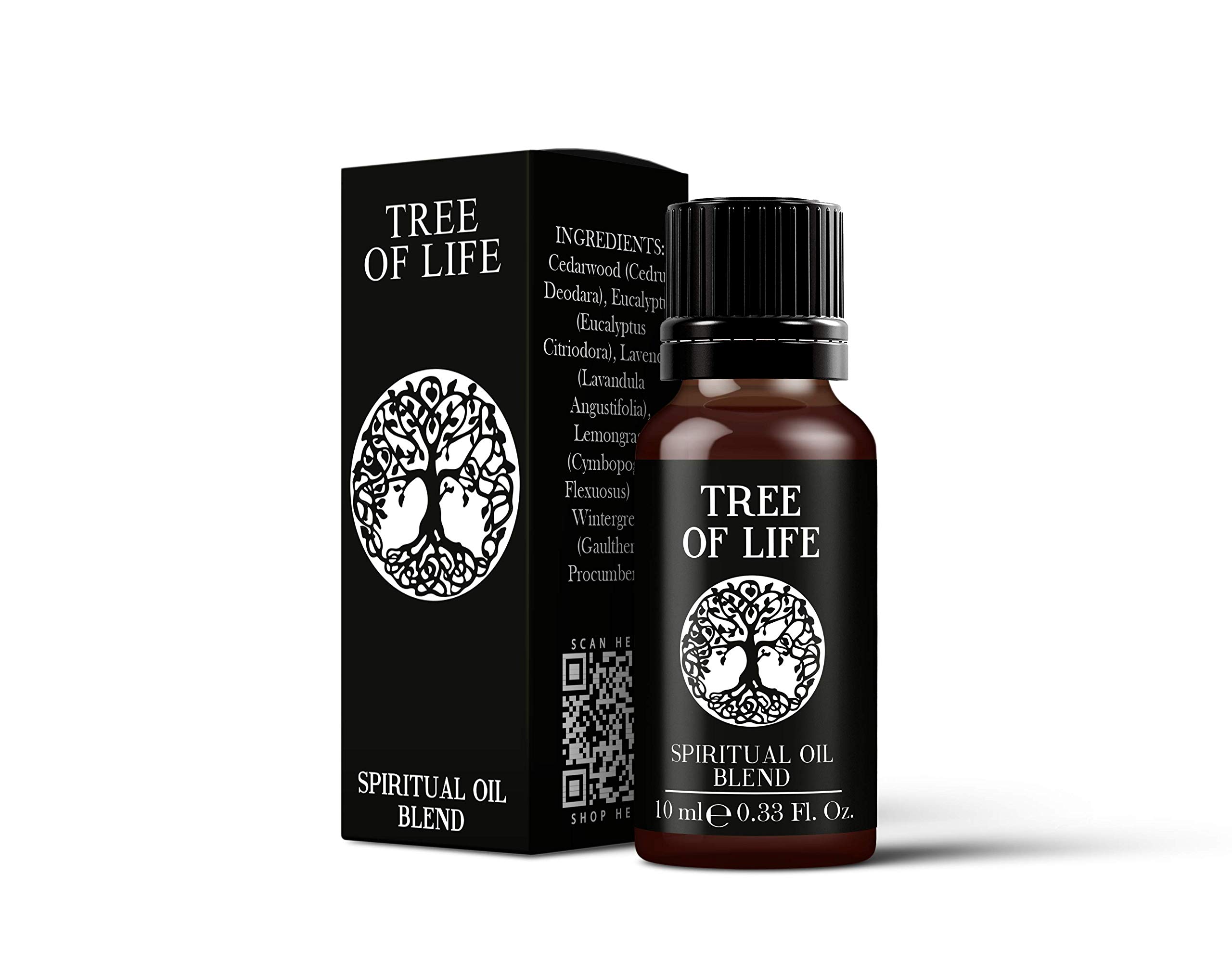 Mystix London | Tree of Life Spiritual Essential Oil Blend 10 ml | Cedarwood • Eucalyptus • Lavender • Lemongrass • Wintergreen | Growth & Strength | Vegan, GMO Free