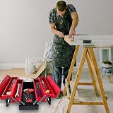 Crystals Tool Box Organiser 3 Level Cantilever with 5 Trays Red Black 47cm view 6