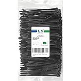HS Durable Plastic Zip Ties 4 Inch (Bulk-1000 Pack) Small Tie Wraps Thin 18 Lbs Self-Locking Nylon Cable Ties for Electronics Organizer, Wire Zip Ties UV Rated Black