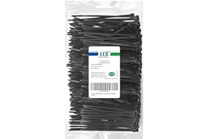 HS Durable Plastic Zip Ties 4 Inch (Bulk-1000 Pack) Small Tie Wraps Thin 18 Lbs Self-Locking Nylon Cable Ties for Electronics Organizer, Wire Zip Ties UV Rated Black