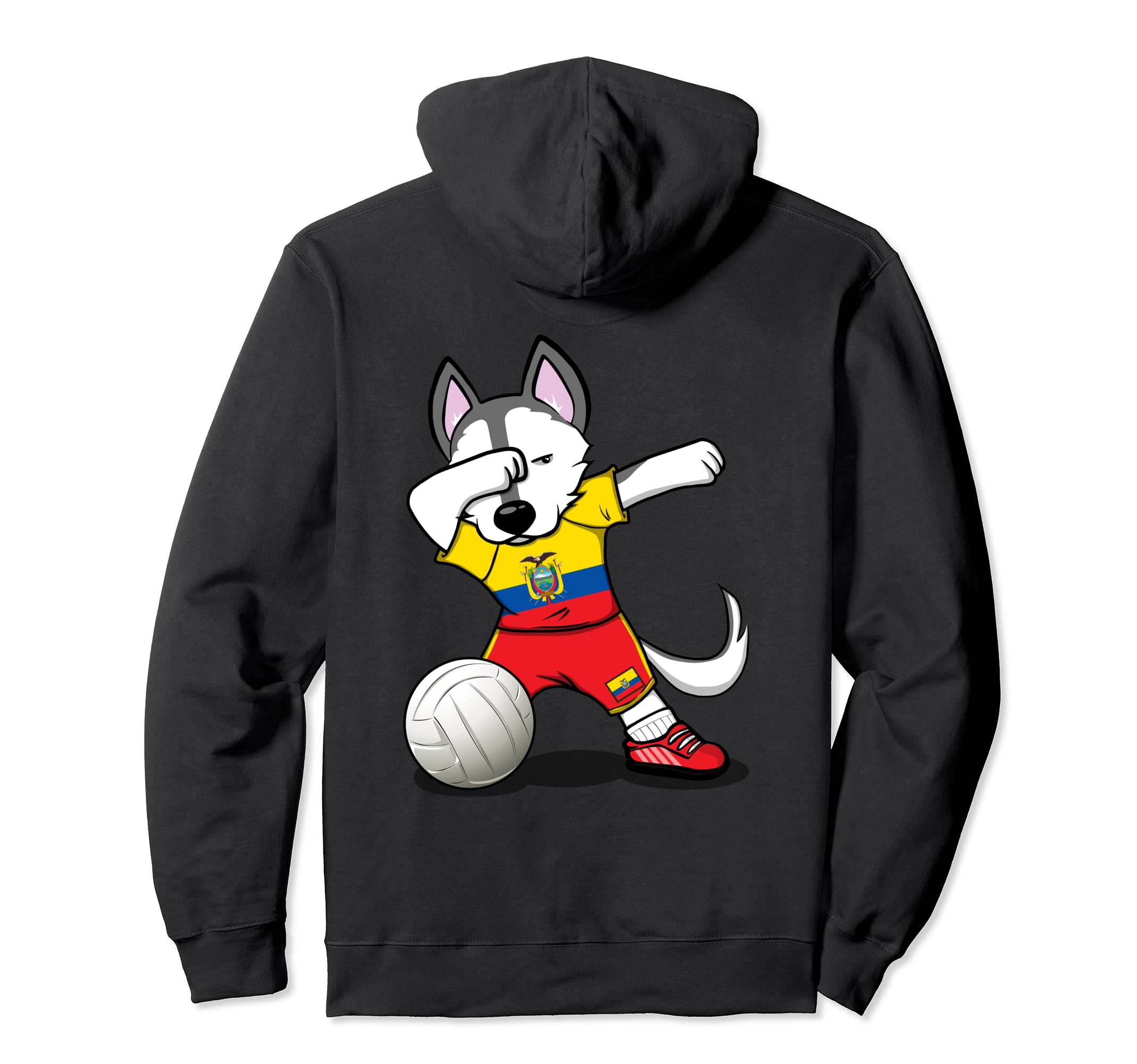 Dabbing Husky Ecuador Volleyball Fans Jersey Ecuadorian Flag Pullover Hoodie