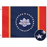 VICDRIA Mississippi State Flag 3x5 Ft, Deluxe Full Embroidered Heavy Duty Polyester Durable MS Outside Flags, Indoor/Outdoor, Sewn Stripes and Brass Grommets