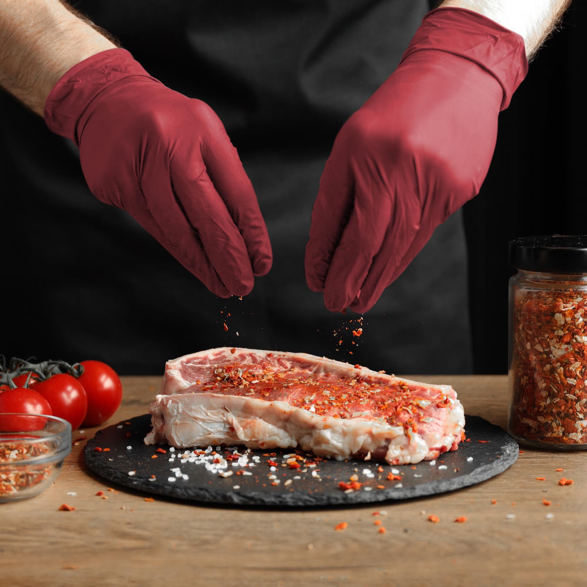 SwiftGrip Disposable Nitrile Exam Gloves, Medium, Box of 100, Burgundy, Latex-Free, Powder-Free, 3mil, Medical Grade, Food Safe, Non Sterile