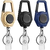 Carrete retráctil para llavero, paquete de 3 unidades, soporte de mosquetón resistente, llavero extensible, carrete táctico d