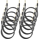 Xuhal 10 Pack Guitar Cable 10 ft 1/4'' Straight to Straight Instrument Cable 6.35 mm Male Jack Stereo Audio Interconnect Cord Black Balanced Guitar Cord for Amplifier Keyboard Electric Bass Amp
