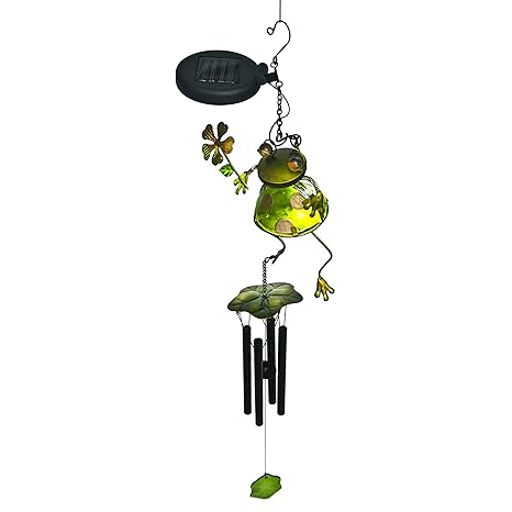 Transcontinental Group Frog Holding Lily Leaf Wind Chime With