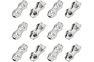 Kioiner 12 Pcs M3 Cable Clamps, 2 Post Cable Clamp Stainless Steel Duplex Cable Clamp for 1/16" - 1/8" Diameter Wire Rope and