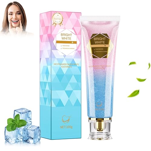 Niacinamide Whitening Toothpaste for Adults,Intensive Stain Removal and Whitens Teeth,Mint Flavor for Fresh Breath,Fluoride Free,Deep Cleaning Care Suitable for Sensitive Teeth