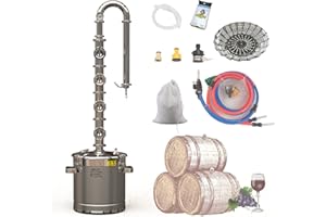 HOOLOO Alcohol Distiller Still for Home Use Kit 304 Stainless Steel Whiskey Making Kit with Thermometer Whiskey Brandy Vodka 4.6Gal (17.6L) (ST-22)