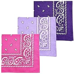 MDSTYLE 3 PCS 100% Cotton Bandana for Men & Women