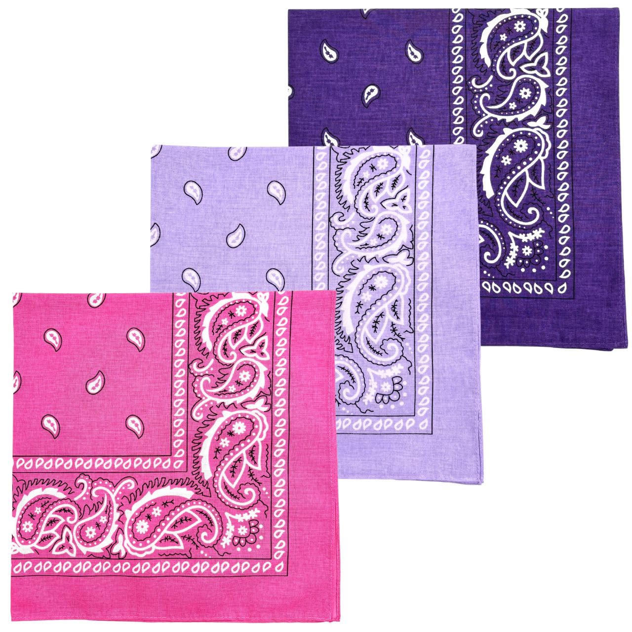 MDSTYLE 3 PCS 100% Cotton Bandana for Men & Women