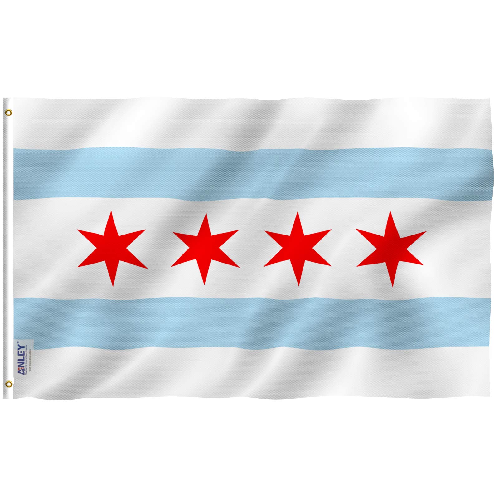 ANLEY Fly Breeze 3x5 Foot City of Chicago Flag - Vivid Color and UV Fade Resistant - Canvas Header and Double Stitched - Chicago IL Flags Polyester with Brass Grommets 3 X 5 Ft