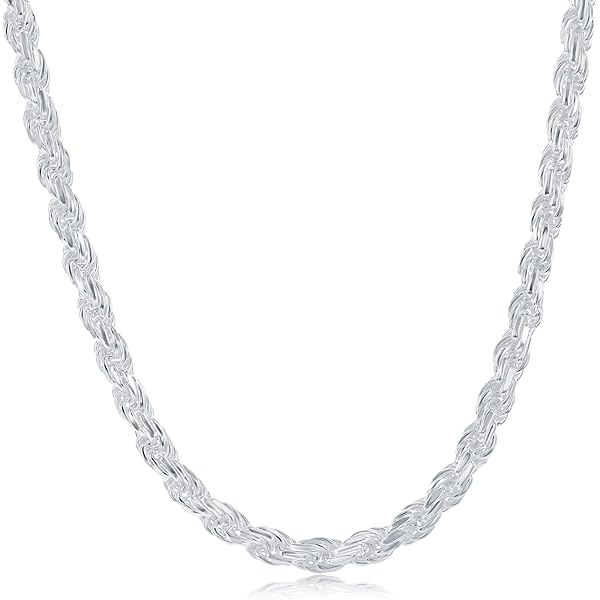GM Jewelry 14K White Gold Plated Silver Plated Rope Twisted