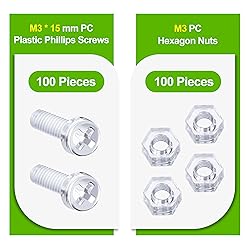 Pzsmocn 200 Pieces/100 Sets M3*15 mm PC Transparent