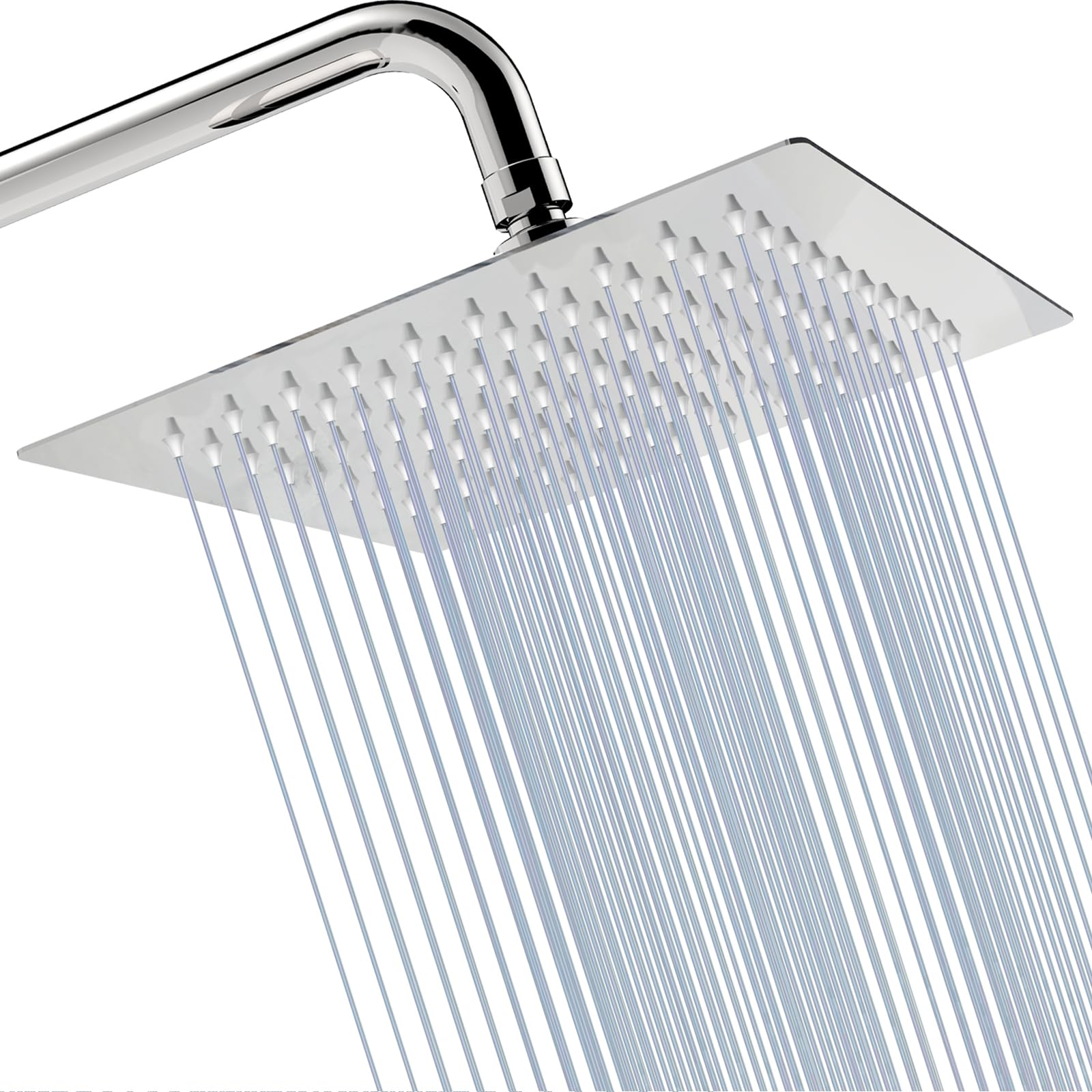 Katezon Rain Shower Head, High Pressure High Flow Stainless Steel Square Rainfall ShowerHead, Awesome Shower Experience Even at Low Water Flow (8" Chrome Finish)