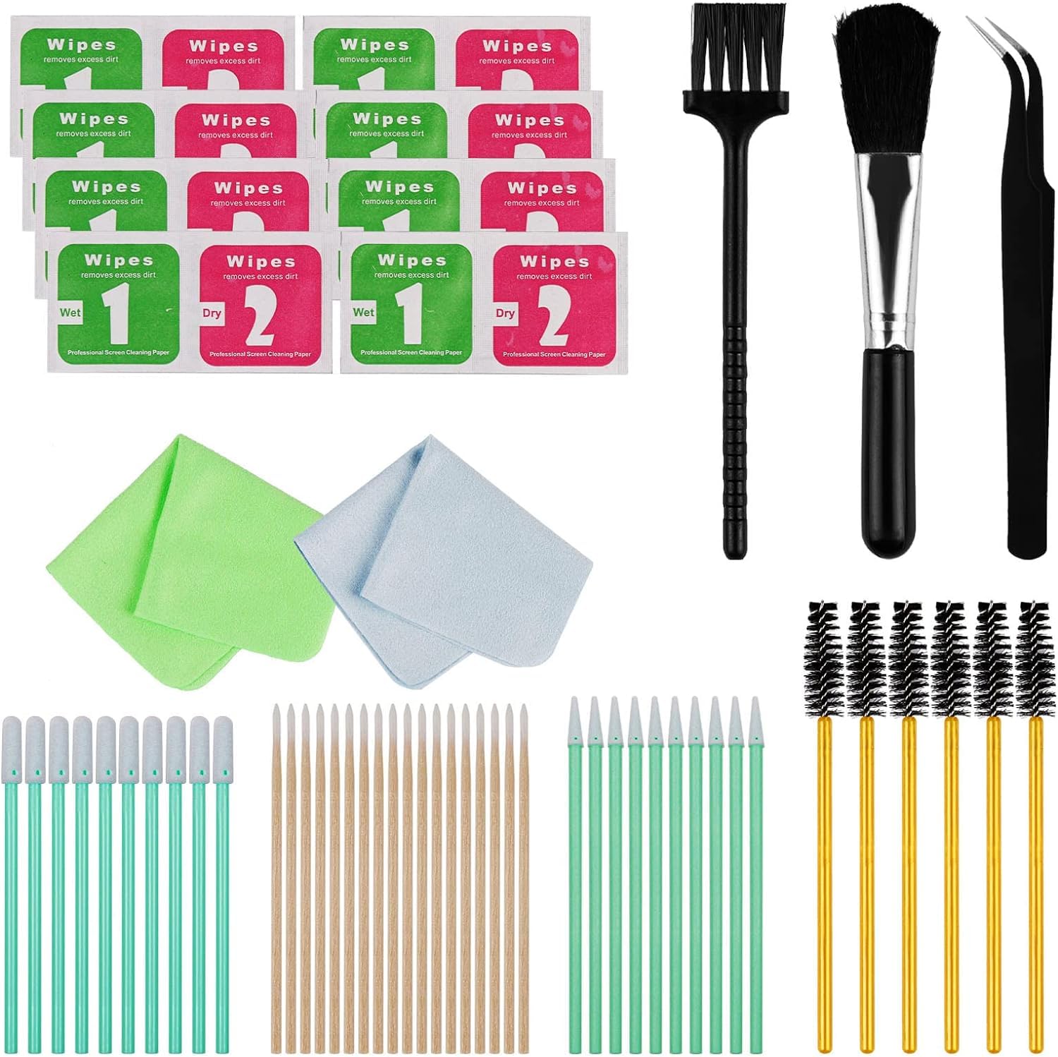 155PCS Phone Cleaning Kit Charging Port, Laptop Cleaning Kit, Keyboard Cleaning Set with Cleaning Cloth, Cleaner Brush and Wipe Kit for MacBook, Airpods pro and Other Electronics