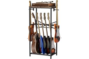 storenization Guitar Stand for Multiple Guitars, Guitar Rack for Acoustic Guitar, Electric Guitar, Bass and Ukulele, Rustic Guitars Display Stand with 2 Guitar Hangers