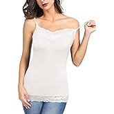 Kate Kasin Women's Adjustable Spaghetti Strap Lace Trim Cami Tunic Tank Top