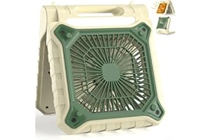 PANERGY Solar Fan with Lantern for Camping, Rechargeable Battery Powered Fan(38H cooling/48H lighting), 3-Speed, 6H Timer, 90°Folding Cordless & Portable for Outdoor Travel RV Power Outage