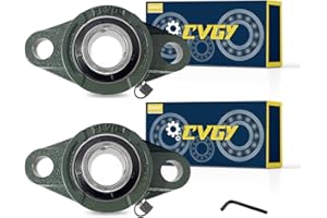 CVGY 2 Pcs UCFL204-12 Bore 3/4" Pillow Block Bearing, Mount Flange Bearing, 3/4 inch Bore Bearing Unit, 2-Bolt Flange, Self Aligning Cast Iron Housing, Set Screw Locking Style Pillow Block Bearing