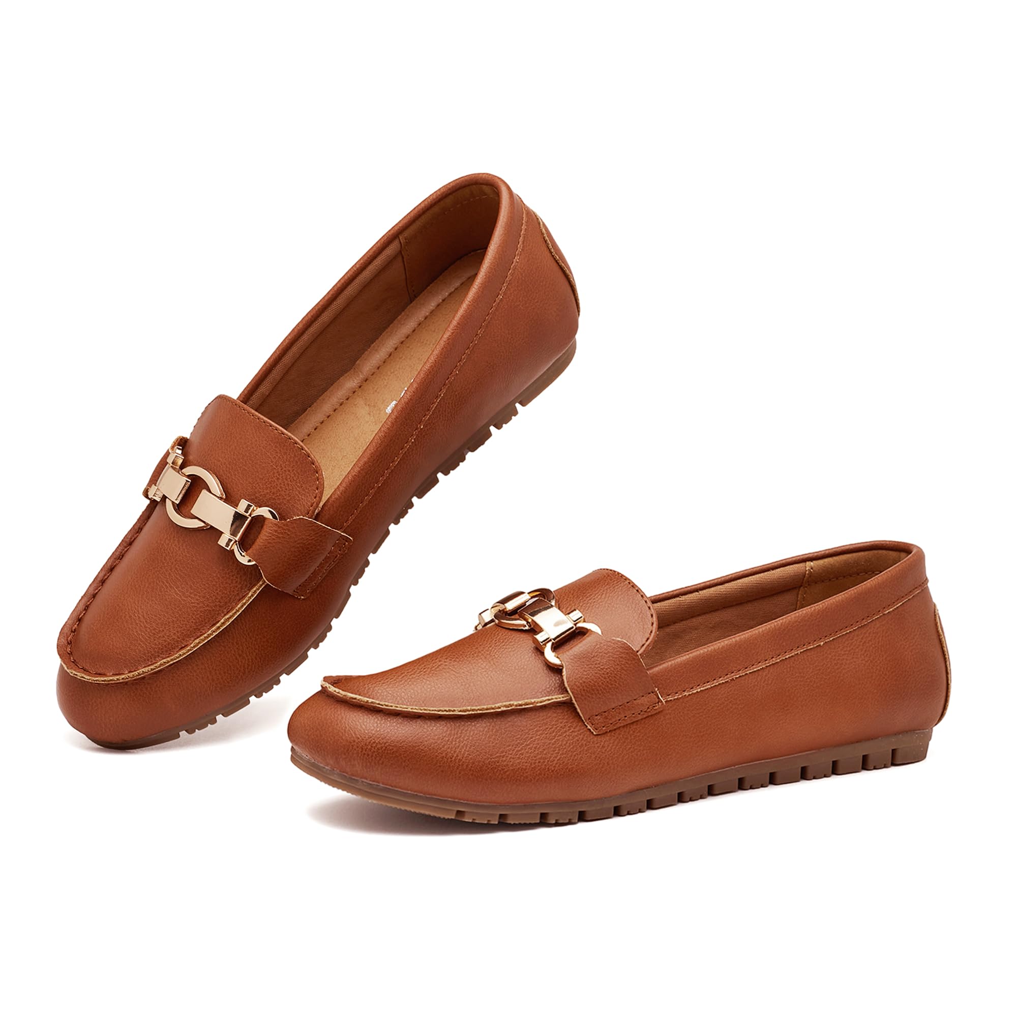 Photo 1 of VERDASCO Women's Loafers Shoes Cute Flats Shoes Moccasin Penny Loafers Slip On Work Shoes Casual Shoes Ladies Comfort Walking Shoes Leather Camel 10