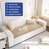 GKXLH Thick Corduroy Sofa Cover 2 3 4 Seater Non-Slip 90x210cm Coffee view 5