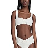 L*Space Eco Chic Econyl Marlee Bikini Top for Women, Eco Ribbed Stylish Swim Bralette with Front Ruching, Cream, D