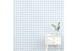 DULEIXUFHEE Plaid Peel and Stick Wallpaper 17.7''x197'' Blue Plaid Contact Paper Boho Checkered Wall Paper Self Adhesive Viny