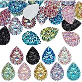 FINGERINSPIRE 36 Pcs 9 Colors Teardrop Resin Flatback Cabochons 1x0.7inch Colorful Teardrop Gems Mixed Natural Teardrop Stone Cabochons Flatback Druzy Gems for Earring Necklace Bracelet