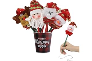 Hladce Christmas Pencils Bulk Christmas Pencils For Kids Christmas Gifts For Students With Novelty Snowman Elk Old Man Plush Pencil (24)
