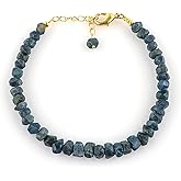 CRYSTALINES Genuine Raw Gemstone Bracelet, Handmade Bohemian Jewelry, Rough Stone Gold Plated Bracelet, Chakra & Healing Crystals, Christmas Gift for Her (Size.7+1inch)