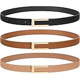 SUOSDEY 3 Pack Skinny Leather Belts for Women Jeans Belt for Dress with Alloy Buckle