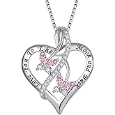 Lwsary Heart Butterfly Necklace 925 Sterling Silver Love You to The Moon and Back Pendant Necklace Birthstone Jewelry for Women