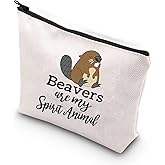 WCGXKO Beaver Lover Gift Beavers Are My Spirit Animal Zipper Pouch Makeup Bag (Spirit Animal Beavers)