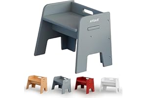 AVDAR Wooden Step Stool for Kids, 14” One Step Stool for Toddlers, Heavy Duty Non-tip Non-Slip for Bedroom/Kitchen