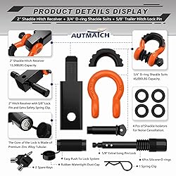 AUTMATCH Shackle Hitch Receiver 2 Inch - 3/4" D