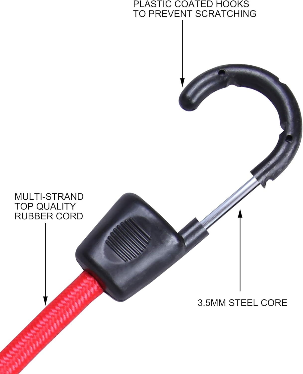 CARTMAN Bungee Cords 16pcs, with Coated Steel Hook: Automotive