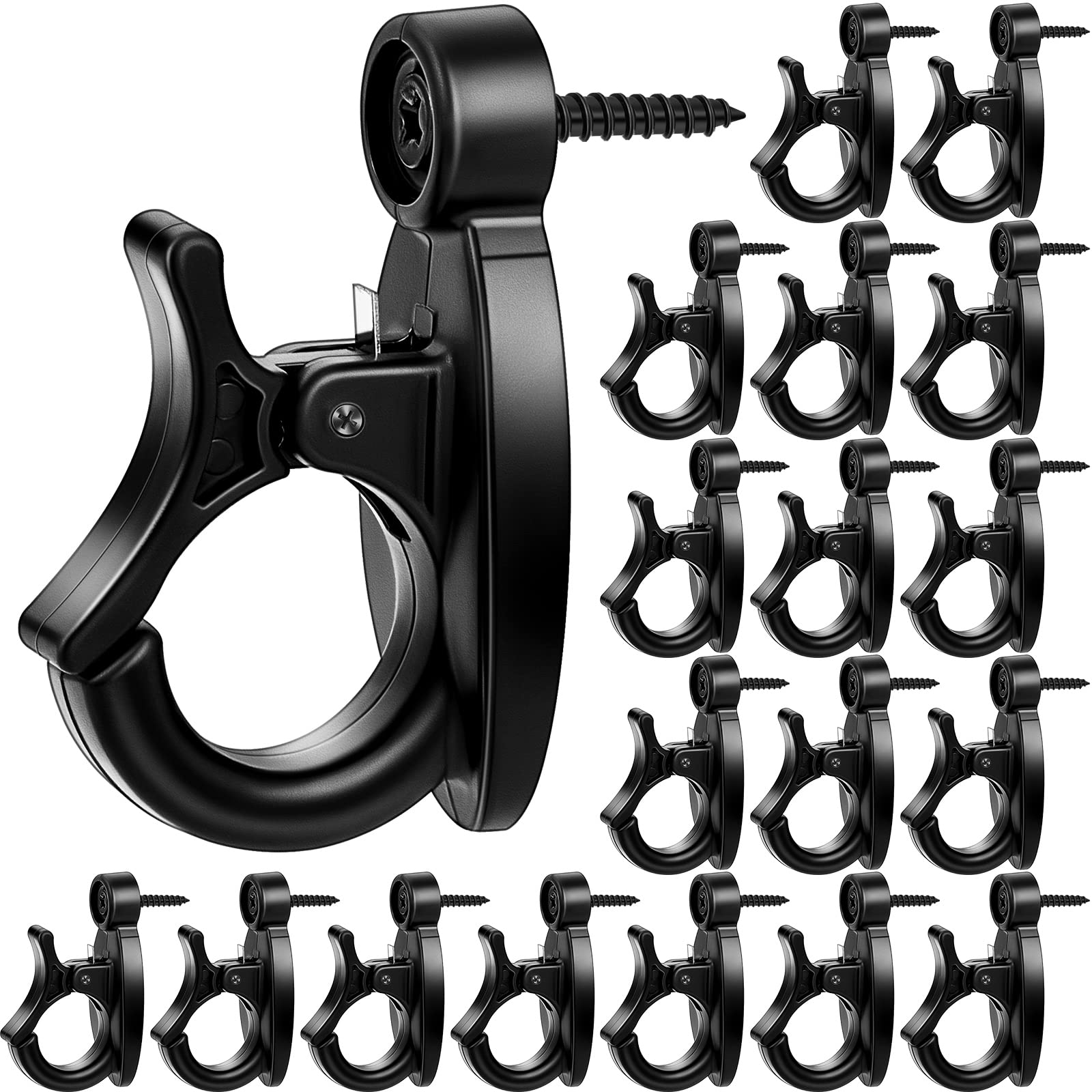 Photo 1 of Timgle 60 Pcs Light Hangers Hooks String Light Hooks Screw in Ceiling for Hanging Black Outdoor Clips with Safety Buckle for Door Wall Wire Plants Home Patio Garage Kitchen