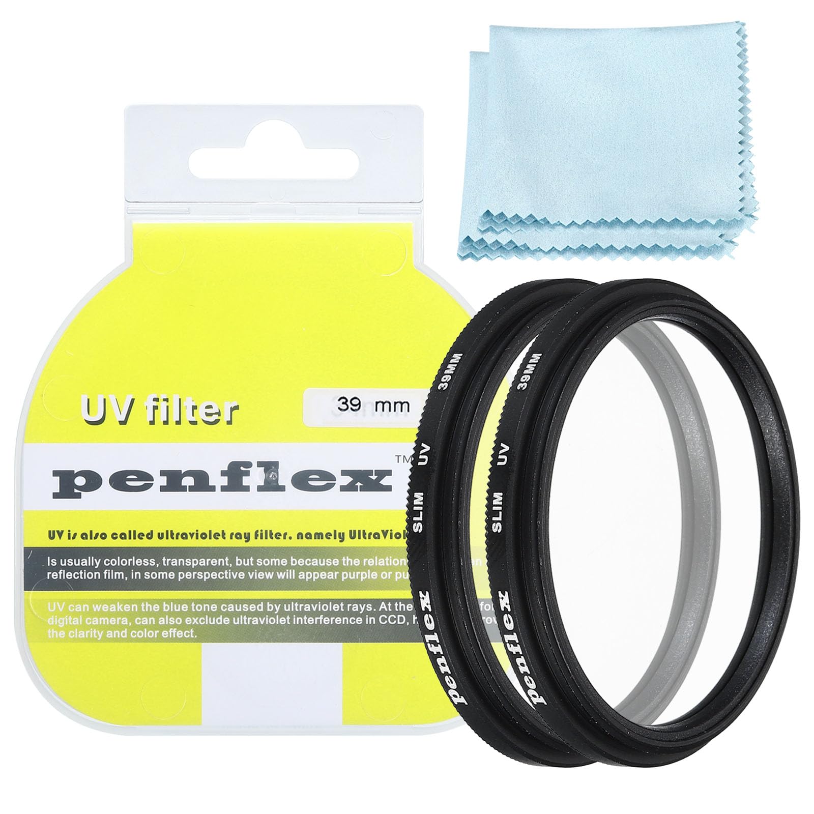 PATIKIL 39mm UV Filter, 2 PCS UV Protection Filter SLIM UV Camera Lens Filter Aluminum Optical Camera Accessory Crystal Clear Pics for 39mm Camera Lens Filter Photography Picture