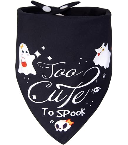Bandana D'Halloween Pour Chien « Too Cute To Spook » – Taille M/L, Fermeture Par Bouton-pression, Motif Festif - 4